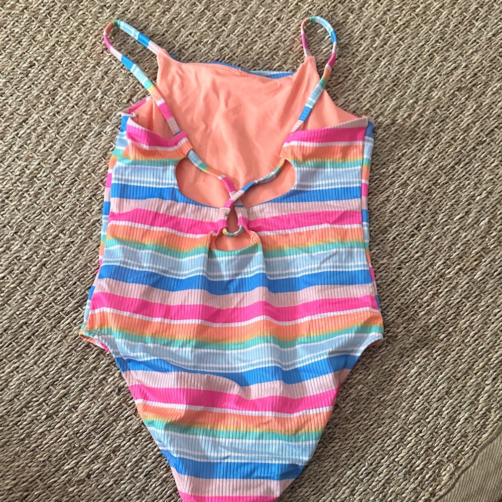Colorful Rainbow Stripe One-Piece Swimsuit - Picture 2 of 3